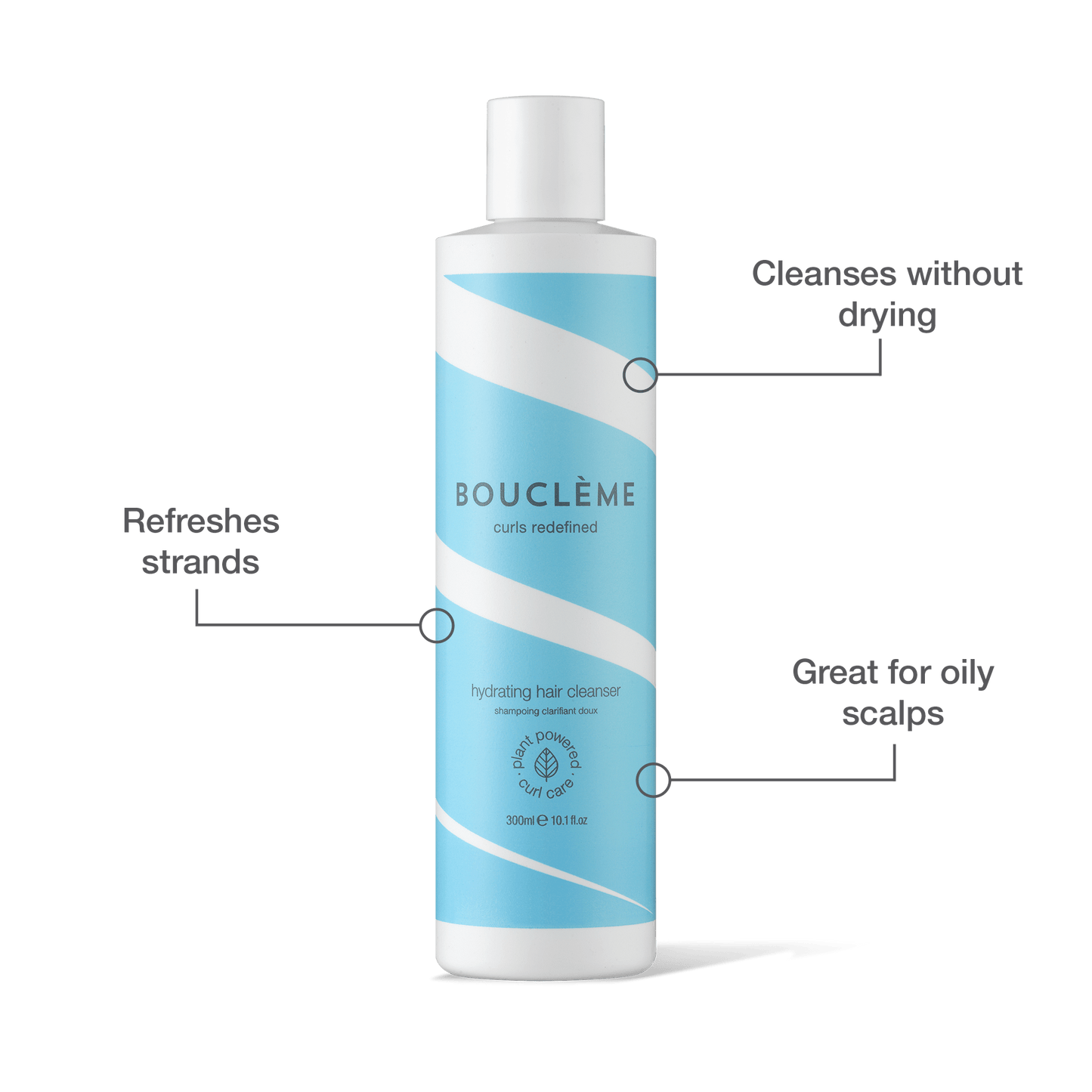 Shampooing peu moussant, définissant les boucles, sans sulfate, idéal pour les cheveux fins, ondulés et les cuirs chevelus gras.