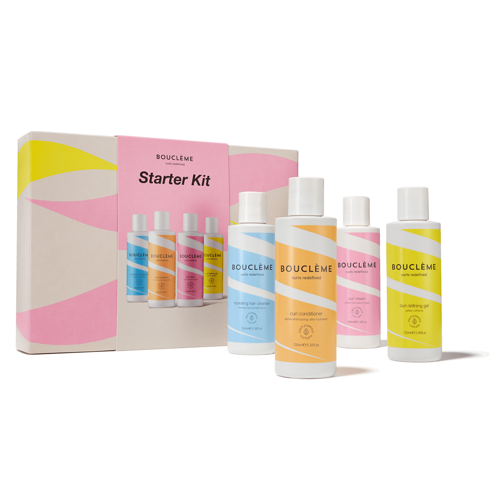 Kit de démarrage - L'introduction parfaite à une routine complète de soin des boucles, comprenant quatre éléments essentiels conçus pour nettoyer, hydrater et définir vos boucles. 